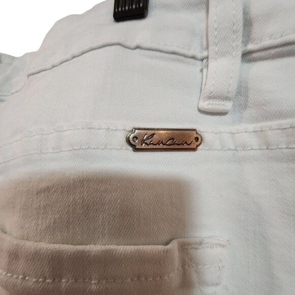 KanCan Signature Womens White Distressed High-Rise Flare Jeans Frayed Hem Size 2 - Picture 3 of 5